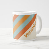 Vintage Desert Flower Stripes with Name ジャンボコーヒーマグカップ (正面右)