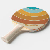 Vintage Desert Rainbow Circle Stripe with Name 卓球ラケット (正面アングル)