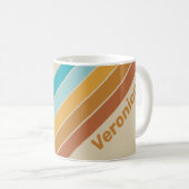 Vintage Desert Rainbow Stripes with Name コーヒーマグカップ (正面右)