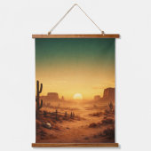 Vintage Desert Sunset Western Landscape 吊り下げ型タペストリー (正面)
