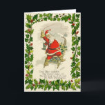 Vintage-Design Christmas Santa & His Sled Dogs シーズンカード<br><div class="desc">Santa and his Rudolph-the-Red-Nosed-Sled-Dogs were scanned from a 1921 Christmas postcard sent to Mr. Robert Benson of West Paris, Maine. This vintage Santa is riding on a dog sled over the frozen tundra, bringing Christmas wishes to recipients of this customizable Christmas card. Personalize this card with your own text on...</div>