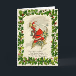 Vintage-Design Christmas Santa & His Sled Dogs シーズンカード<br><div class="desc">Santa and his Rudolph-the-Red-Nosed-Sled-Dogs were scanned from a 1921 Christmas postcard sent to Mr. Robert Benson of West Paris, Maine. This vintage Santa is riding on a dog sled over the frozen tundra, bringing Christmas wishes to recipients of this customizable Christmas card. Personalize this card with your own text on...</div>
