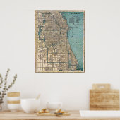 Vintage Detailed Chicago Map Poster 1893 ポスター (キッチン)