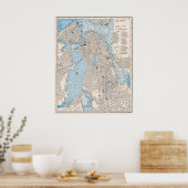 Vintage Detailed City Map of Boston 1895 ポスター (キッチン)
