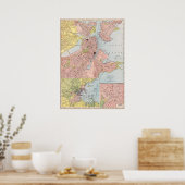 Vintage Detailed City Map of Boston 1912 ポスター (キッチン)