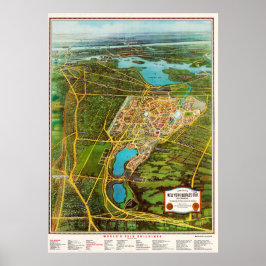 Vintage Detailed New York Map Poster ポスター