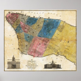 Vintage Detailed New York Map Poster ポスター