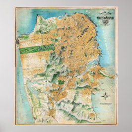 Vintage Detailed San Francisco Map Poster 1911 ポスター