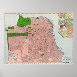 Vintage Detailed San Francisco Map Poster 1912 ポスター