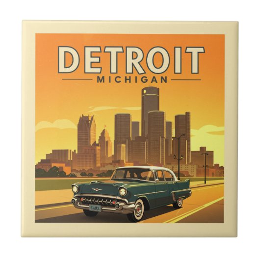 Vintage Detroit Michigan タイル (正面)