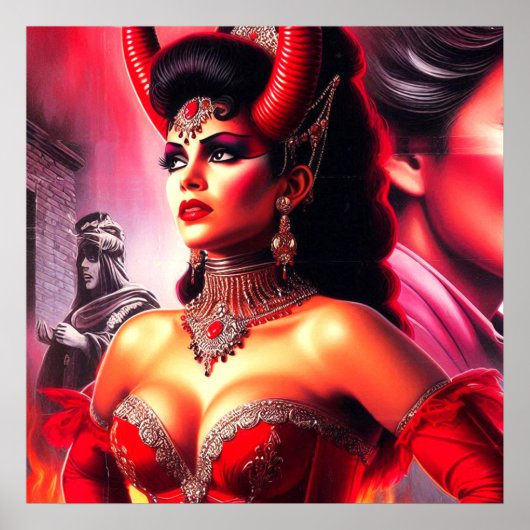 Vintage Devilish Woman ポスター (正面)