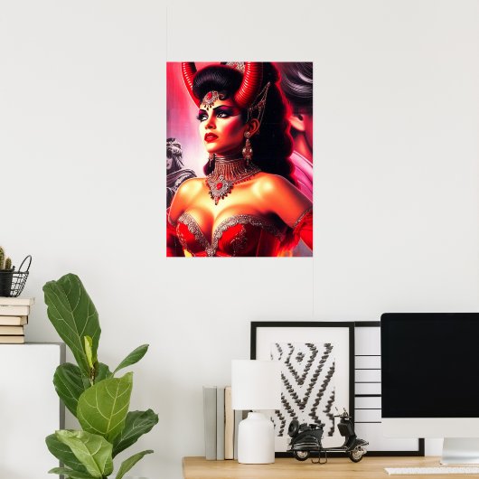 Vintage Devilish Woman ポスター (ホームオフィス)