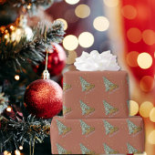 Vintage Dimensional Illusion Pink Tiger Christmas ラッピングペーパー