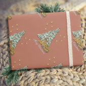 Vintage Dimensional Illusion Pink Tiger Christmas ラッピングペーパー