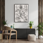 Vintage Dining Table Pencil Sketch, Classic Still ポスター
