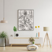 Vintage Dining Table Pencil Sketch, Classic Still ポスター