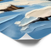 Vintage Dinosaur with Santa Hat Christmas Scene ポスター (コーナー)