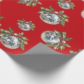 Vintage Disco Ball Holdiay Christmas Red Gift ラッピングペーパー (角)