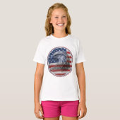 Vintage Distressed American Flag Eagle  Tシャツ (正面フル)