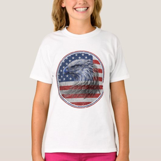 Vintage Distressed American Flag Eagle  Tシャツ (正面)