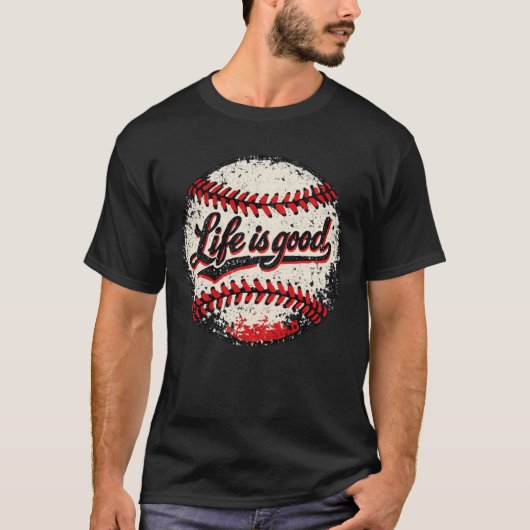 Vintage Distressed Baseball Retro Sports Art Tシャツ (正面)
