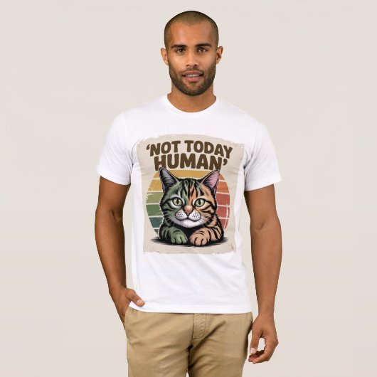 Vintage Distressed Cat Graphic Tee – Funny Retro Tシャツ (正面フル)