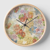 Vintage Distressed Flower Pattern 壁時計 (正面)