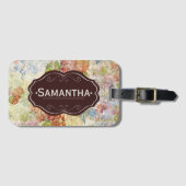 Vintage Distressed Flower Pattern Personalised ラゲッジタグ (正面横)