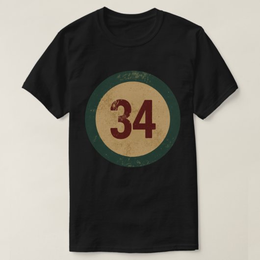 Vintage Distressed Number 34 Tシャツ (デザイン正面)