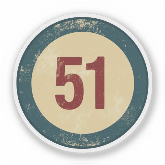 Vintage Distressed Number 51 シール (正面)