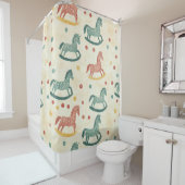 Vintage Distressed Rocking Horse Pattern (6) シャワーカーテン (インサイチュ)