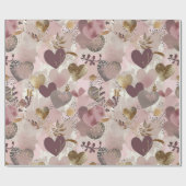 Vintage Distressed Romantic Muted Earthy Hearts  ラッピングペーパー (フラット)