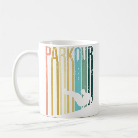 Vintage Distressed Style Parkour Silhouette コーヒーマグカップ (左)