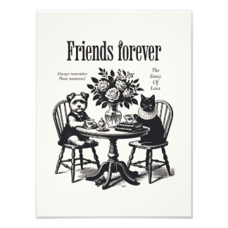Vintage Dog and Cat | Minimalist Print フォトプリント