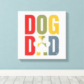Vintage Dog Dad Paw Print Retro Typography Shirt_1 キャンバスプリント (インサイチュ (ウッドフロア))