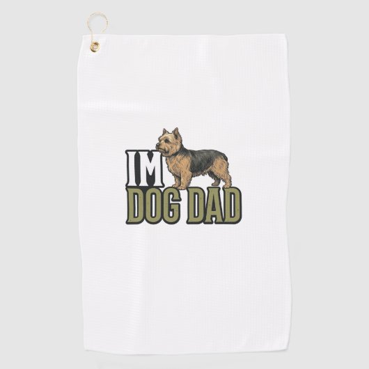 Vintage Dog Dad Terrier Engraving Shirt Design_1 ゴルフタオル (正面)