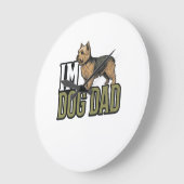 Vintage Dog Dad Terrier Engraving Shirt Design_1 ラージ壁時計 (傾斜)