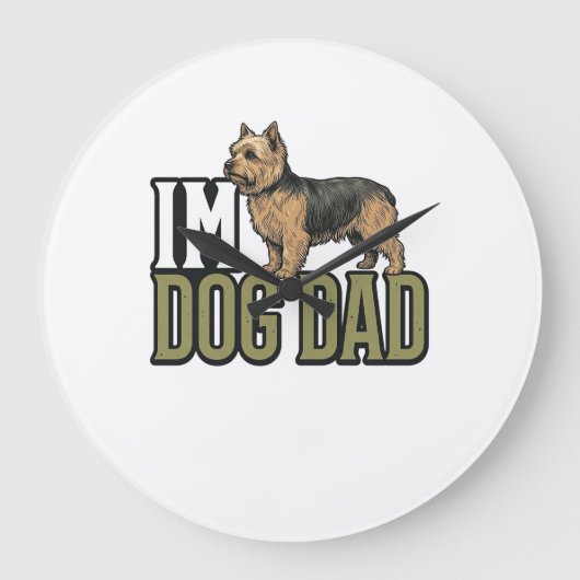 Vintage Dog Dad Terrier Engraving Shirt Design_1 ラージ壁時計 (正面)