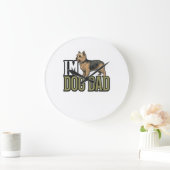 Vintage Dog Dad Terrier Engraving Shirt Design_1 ラージ壁時計 (ホーム)