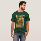 Vintage Dominican Republic Postage Stamp Shirt Tシャツ (正面フル)