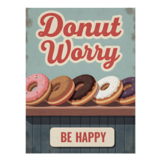 Vintage Donut Poster – Retro Dessert Wall Art ポスター