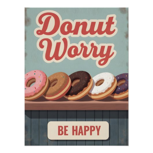 Vintage Donut Poster – Retro Dessert Wall Art ポスター (正面)