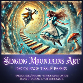 Vintage Down The Rabbit Hole Alice Decoupage 薄葉紙