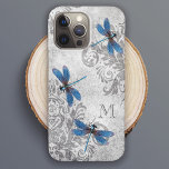 Vintage Dragonflies Grunge Damask with Monogram Case-Mate iPhone 14 Pro Maxケース<br><div class="desc">A vintage collage design featuring an elegant grunge damask pattern with a trio of blue dragonflies and custom monogram that you can edit with your desired monogram initial. Available to fit a wide variety of phone models,  protect your phone in unique style with this lovely case.</div>