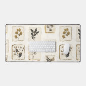 Vintage dried pressed wildflowers herbal botanical デスクマット (キーボード&マウス)