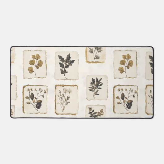 Vintage dried pressed wildflowers herbal botanical デスクマット (正面)