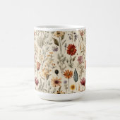 Vintage Dried Wildflower Burgundy Pink Yellow コーヒーマグカップ (中央)