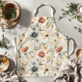 Vintage Dried Wildflower Navy Terracotta エプロン