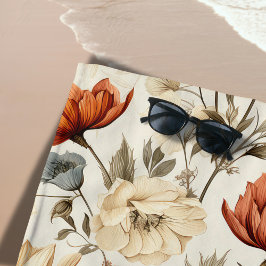 Vintage Dried Wildflower Navy Terracotta ビーチタオル