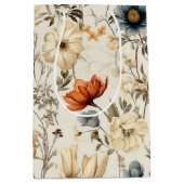 Vintage Dried Wildflower Navy Terracotta ミディアムペーパーバッグ (正面)